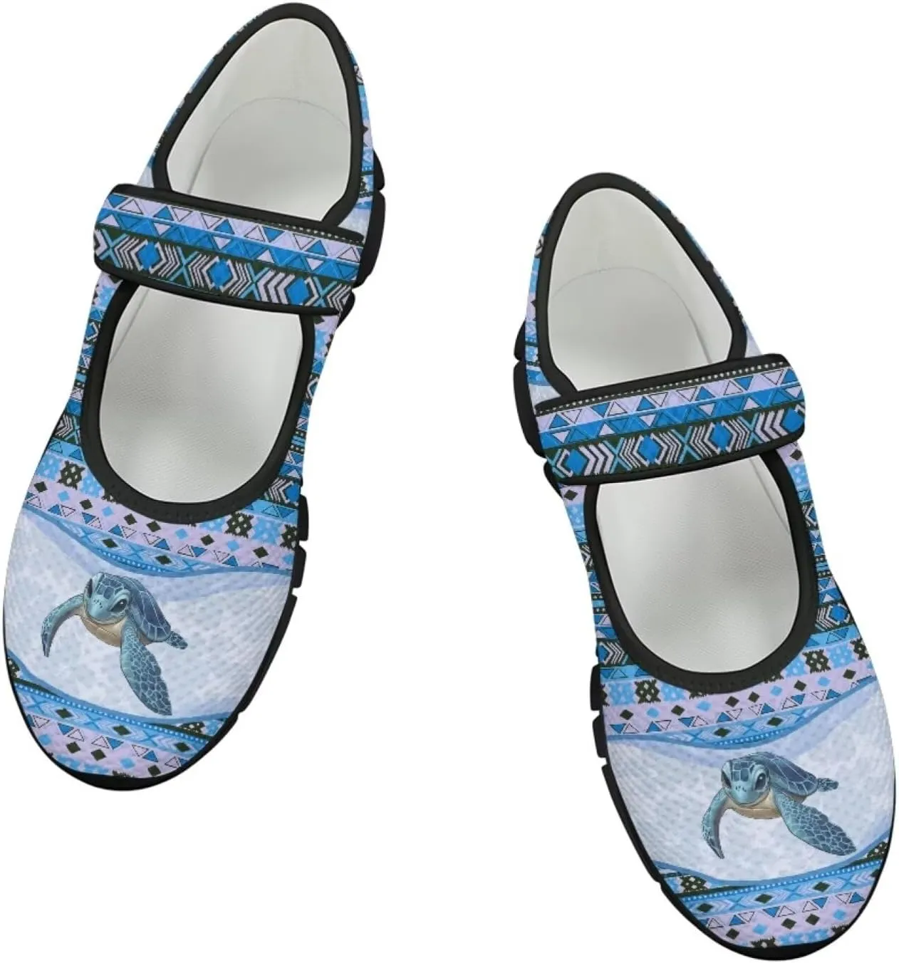 Womens Mary Jane Shoes Aztec Tribal Sneaker Anti-Slip Lightweight Shoes with Magic Sticker for Travel
