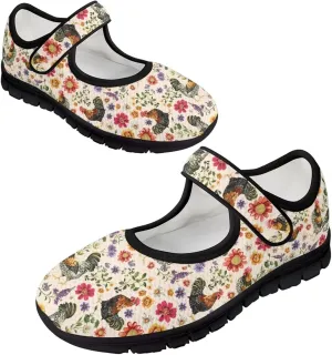 Womens Mary Jane Shoes Sneaker Animals Pattern Non Slip Lightweight Shoes with Magic Sticker for Walking