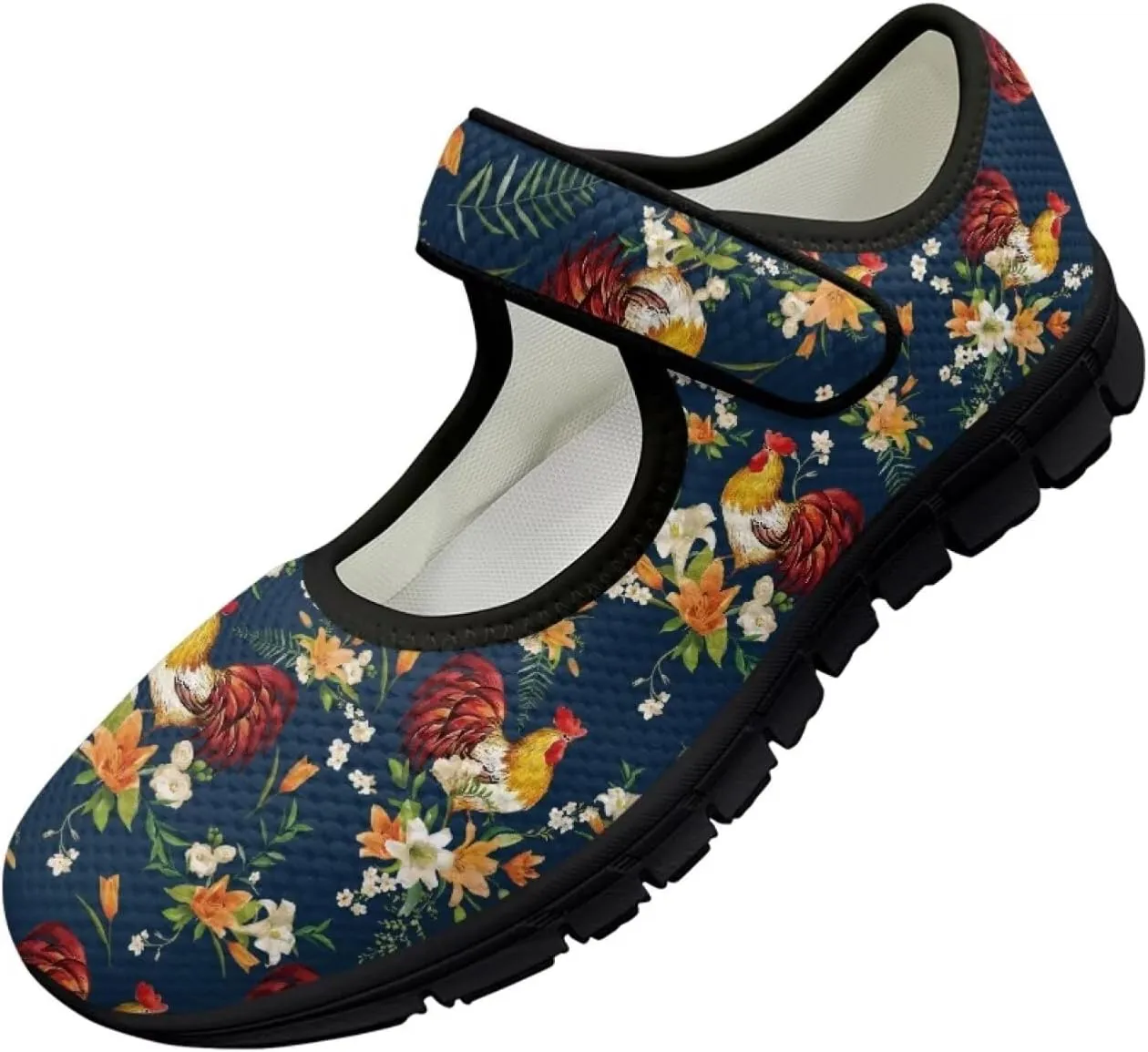 Womens Mary Jane Shoes Sneaker Animals Pattern Non Slip Lightweight Shoes with Magic Sticker for Walking