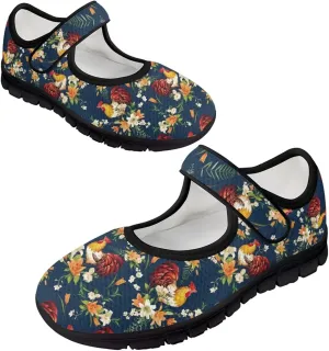 Womens Mary Jane Shoes Sneaker Animals Pattern Non Slip Lightweight Shoes with Magic Sticker for Walking