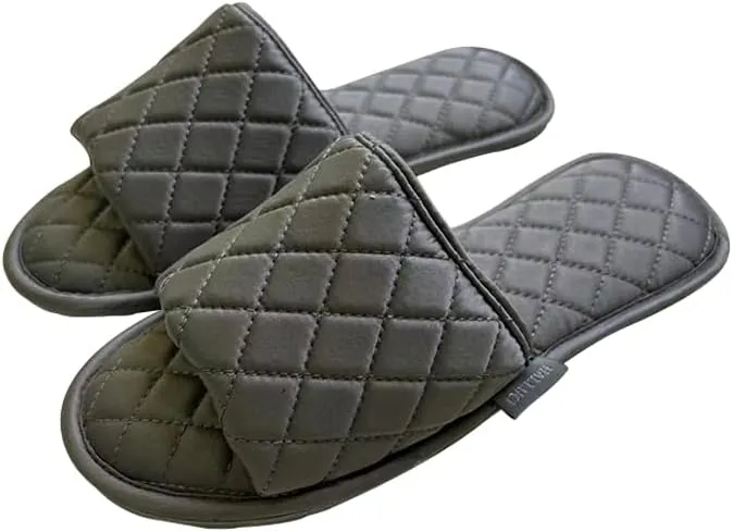 Women's Men's Quilted Slippers Soft Lightweight House Slippers Comfy Open Toe Non-slip Sole Breathable Diamond Pattern Design…, Red, FY2301