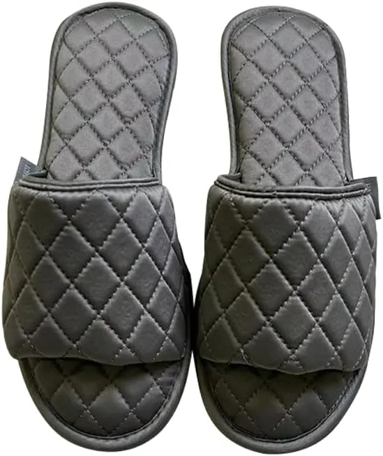 Women's Men's Quilted Slippers Soft Lightweight House Slippers Comfy Open Toe Non-slip Sole Breathable Diamond Pattern Design…, Red, FY2301