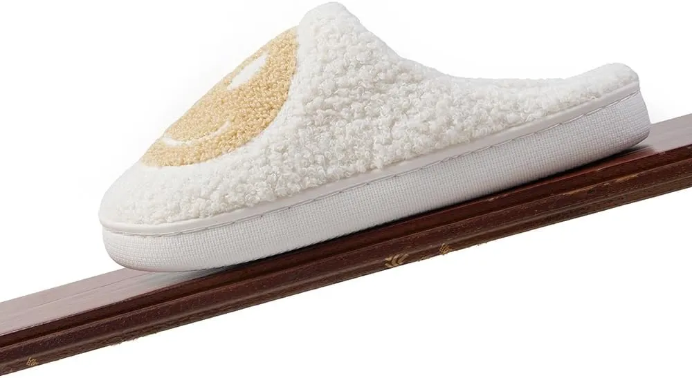 Women's Men's Retro Face Slippers Comfy Warm Plush Slip-On House Slipper for Winter Indoor Soft Cushion Non-slip Fluffy Slides Slippers