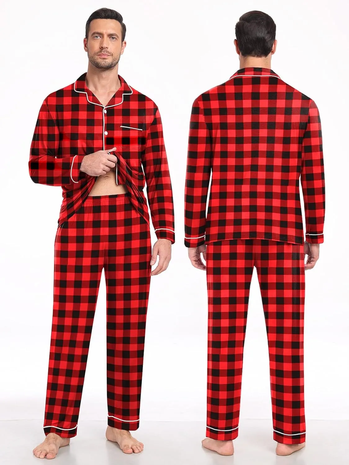 Womens Modal Button Up Pajamas 2 Piece Long Sleeve Comfy Pjs Sleepwear Soft Pajama Lounge Set Loungewear S-3XL