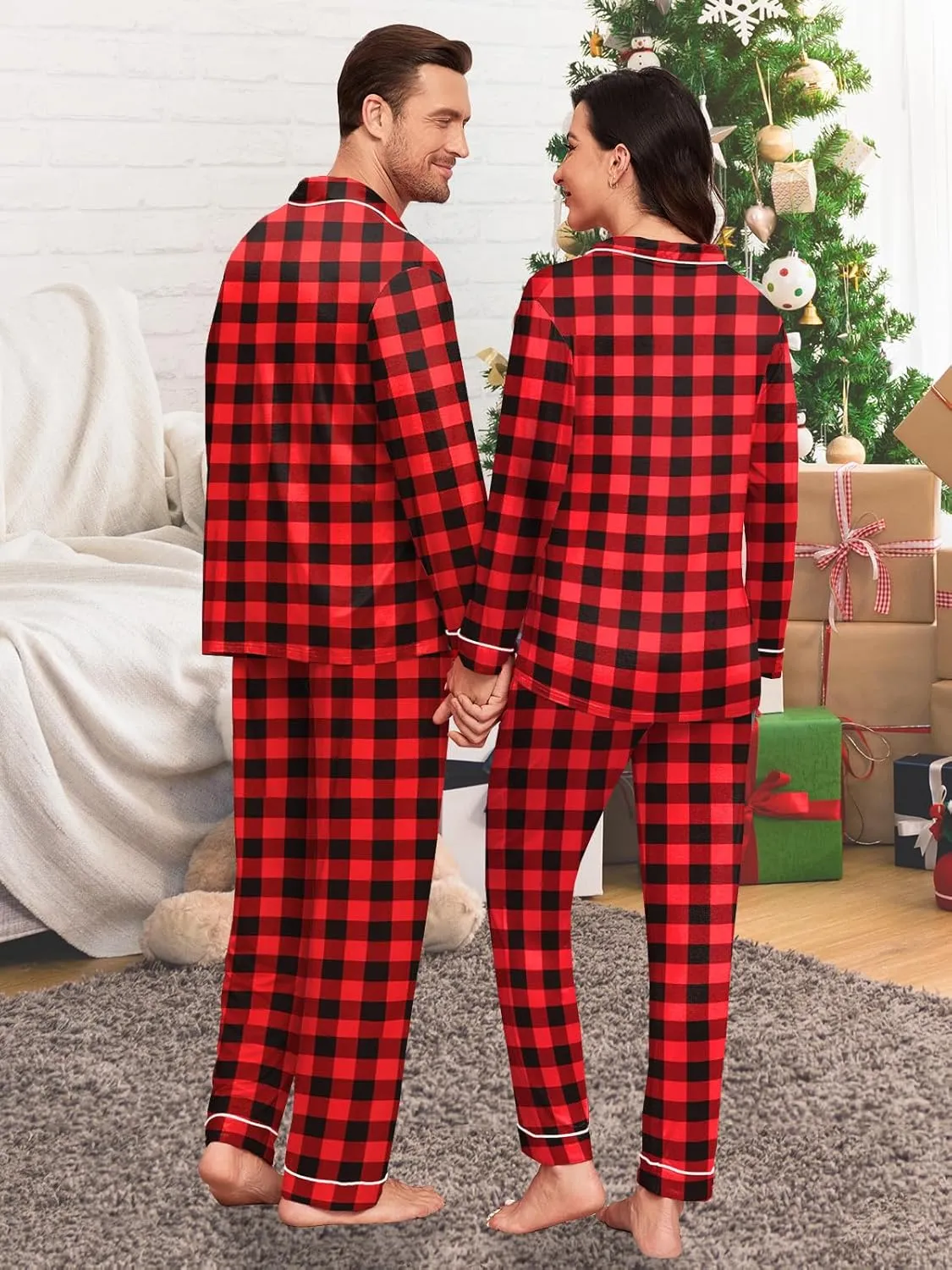 Womens Modal Button Up Pajamas 2 Piece Long Sleeve Comfy Pjs Sleepwear Soft Pajama Lounge Set Loungewear S-3XL