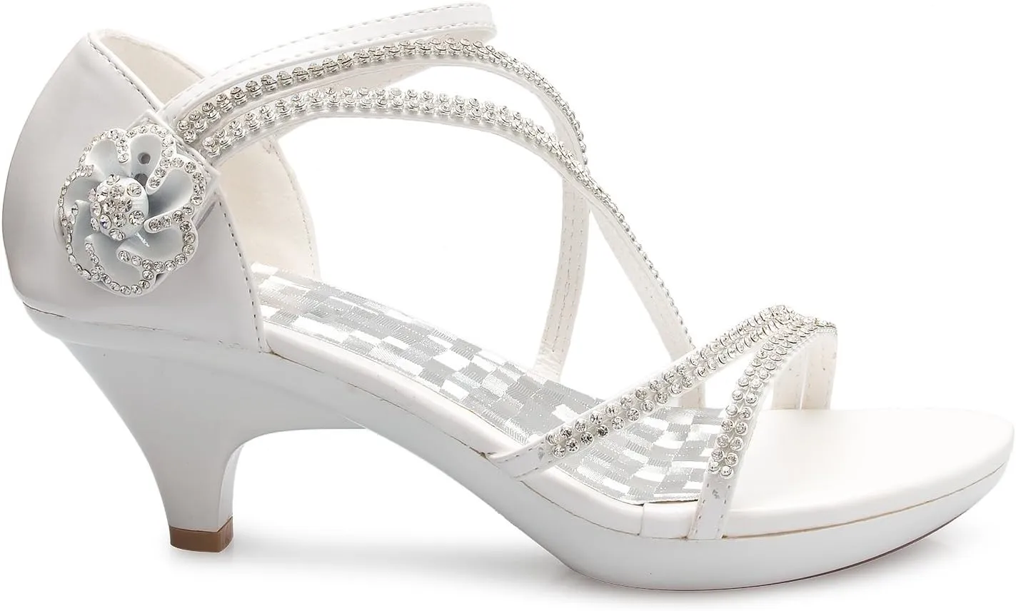 Women's Open Toe Strappy Rhinestone Dress Sandal Low Heel Wedding Shoes