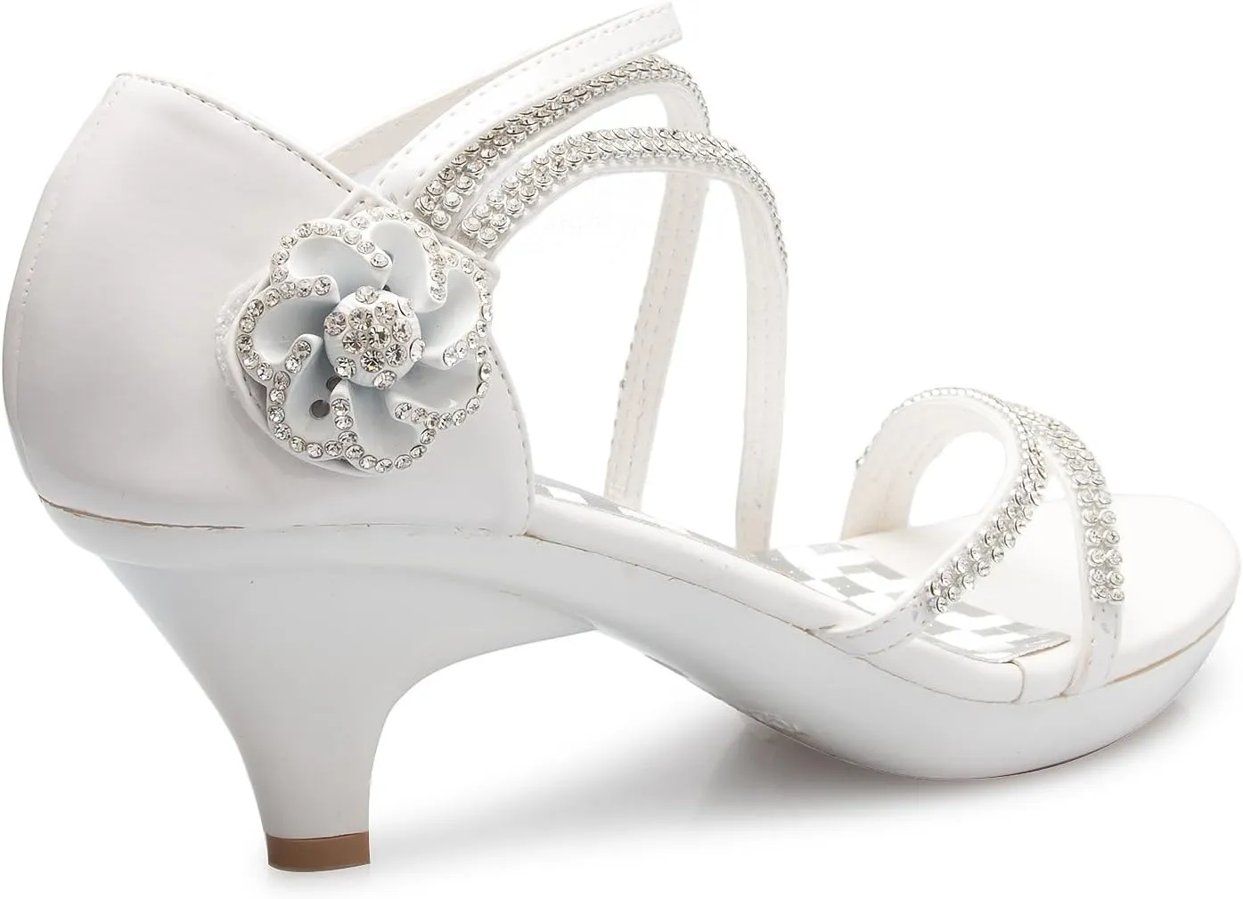 Women's Open Toe Strappy Rhinestone Dress Sandal Low Heel Wedding Shoes