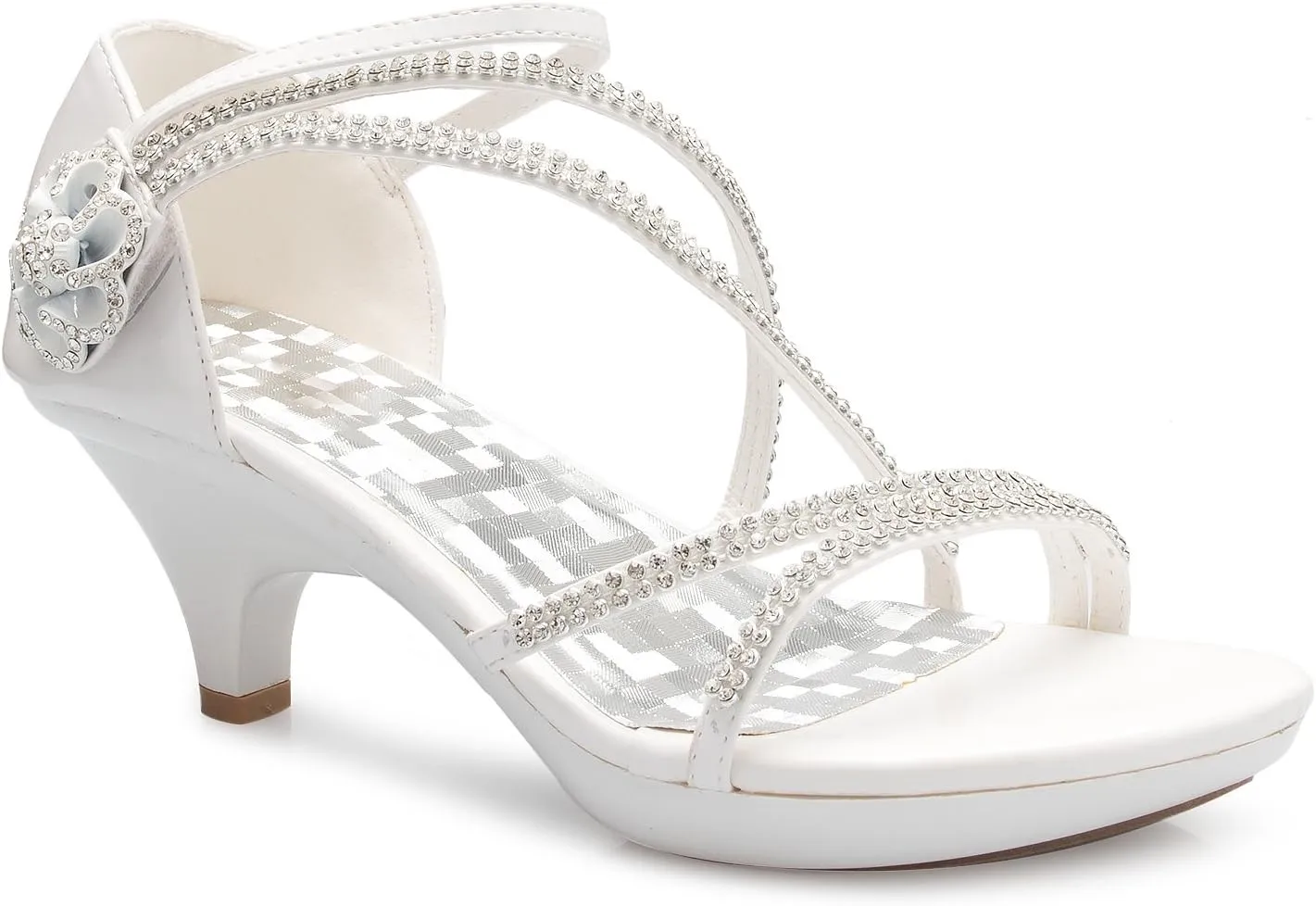 Women's Open Toe Strappy Rhinestone Dress Sandal Low Heel Wedding Shoes