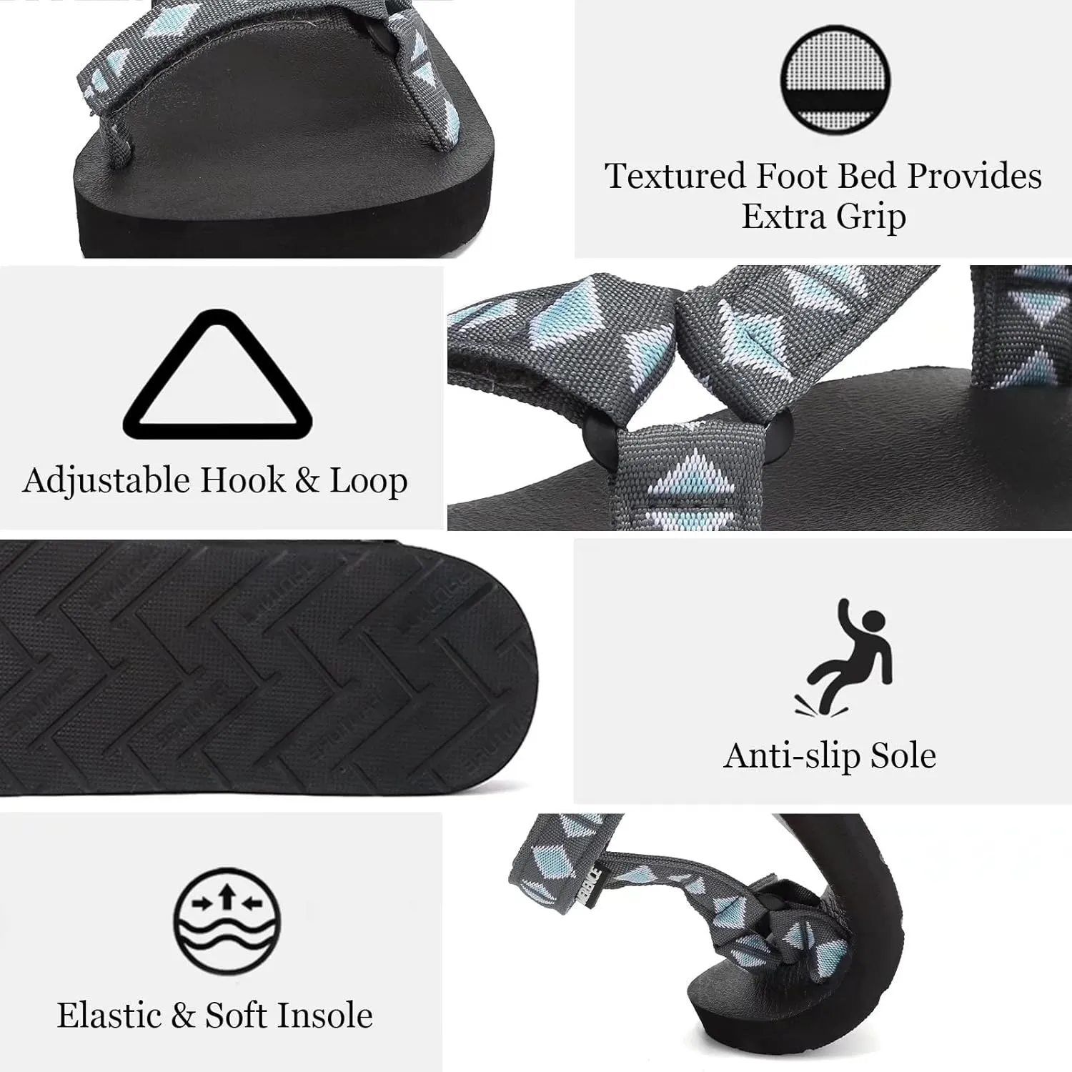 Women's Original Sandals Sport Sandals with Yoga Mat Insole Hiking Sandals Light-Weight Shoes