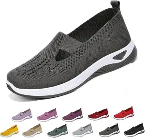 Women's Orthopedic Breathable Shoes,Women Woven Orthopedic Breathable SoftShoes Arch Support Slip-On Sneakers, Indoor Outdoor Casual Walking Anti-Skid Sports Shoes
