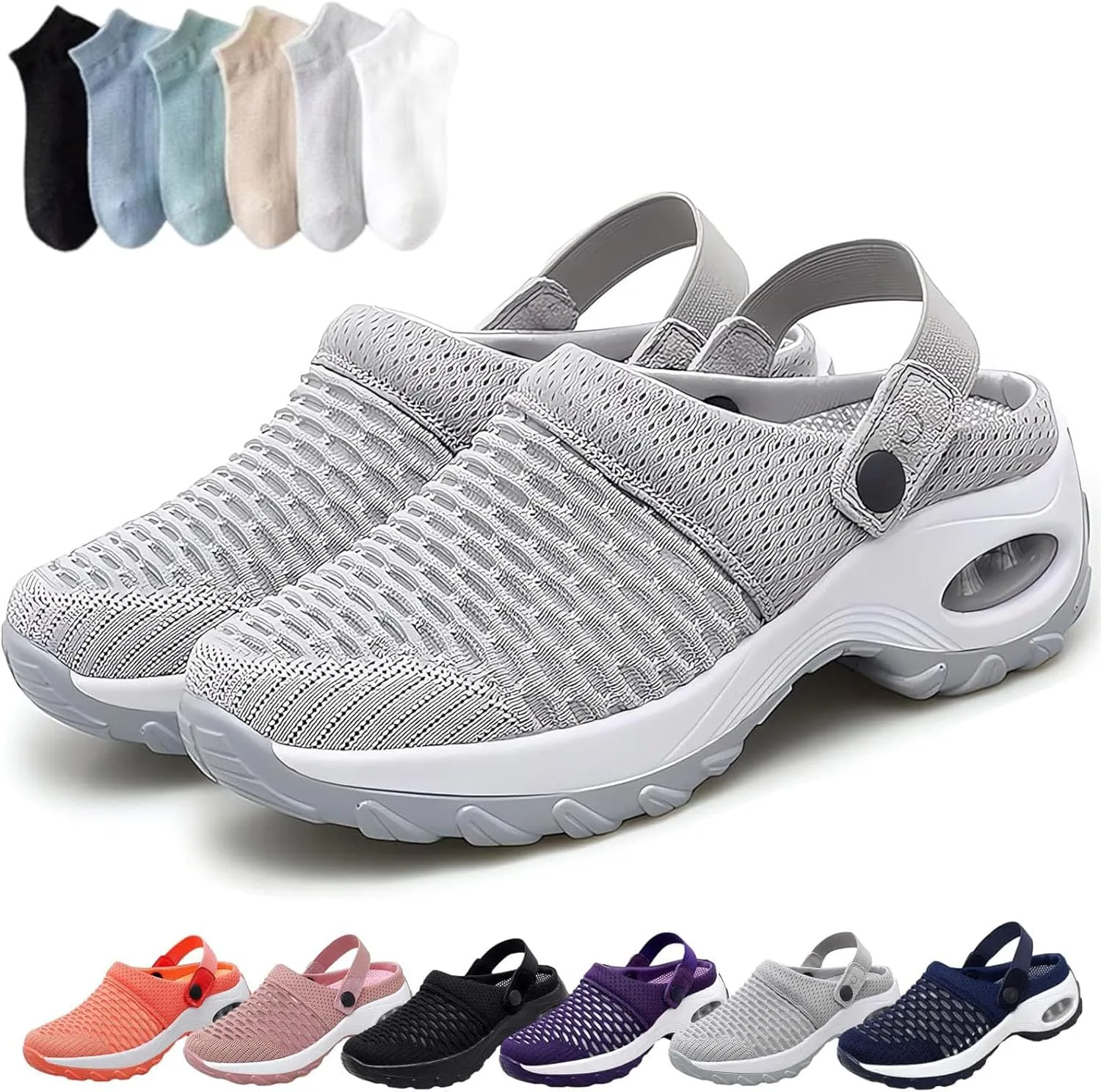 Women's Orthopedic Clogs with Air Cushion Support Mesh Shoes Slip-On Slippers for Women
