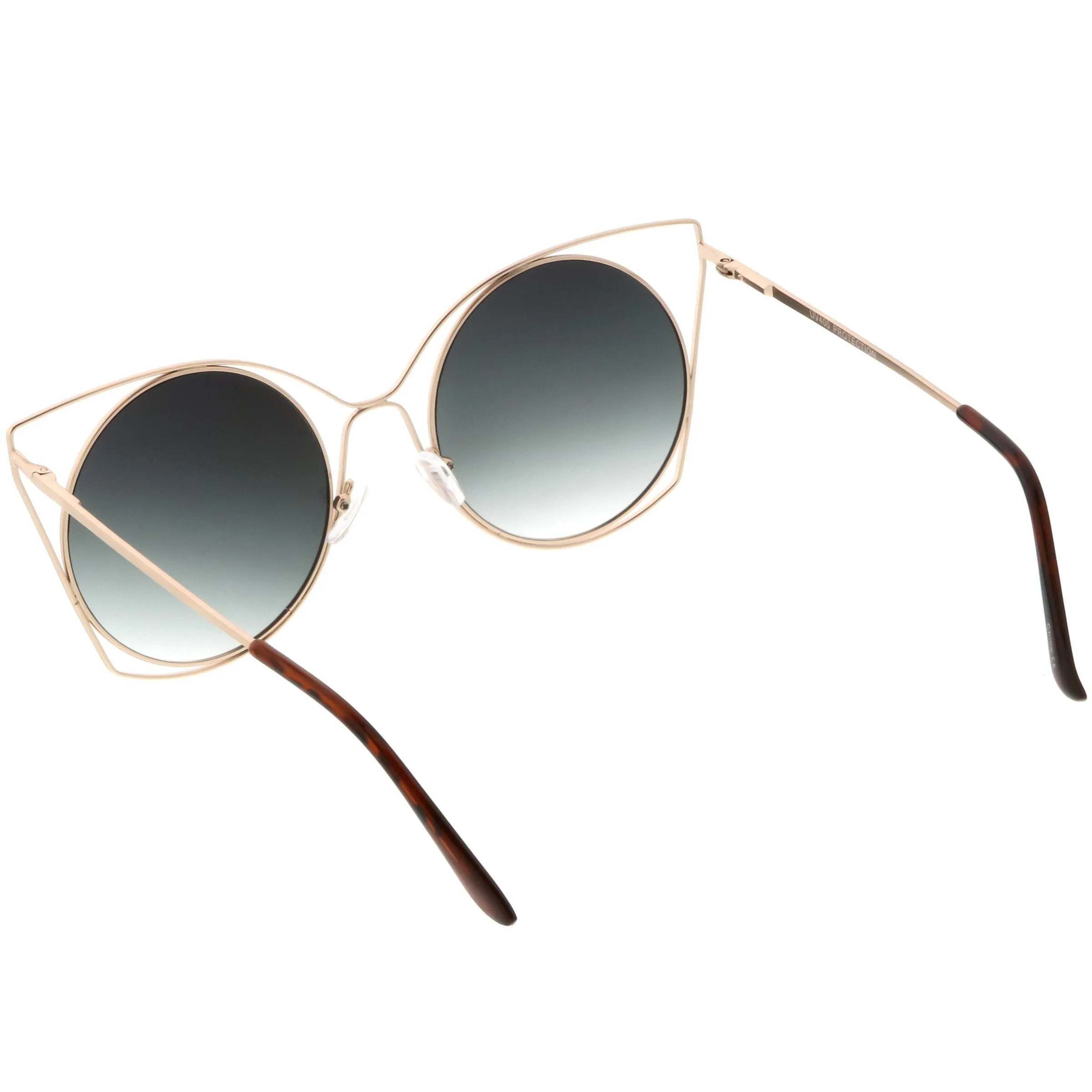 Women's Oversize Round Laser Cut Cat Eye Sunglasses C216