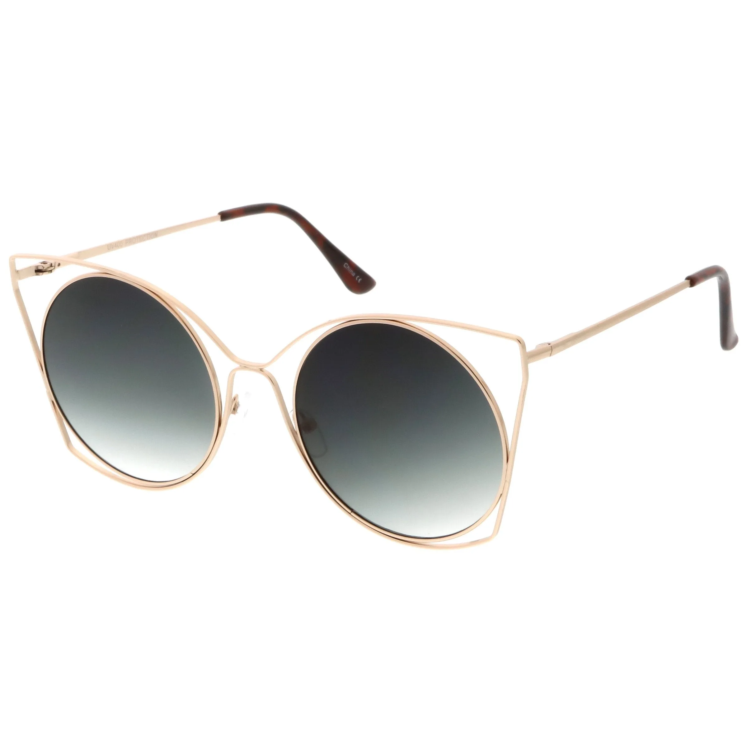 Women's Oversize Round Laser Cut Cat Eye Sunglasses C216