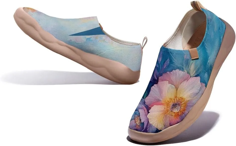 Women's Painting Slip On Travel Shoes Colorful Comfortable Lightweight Loafers Knitted Breathable Casual Walking Footwear