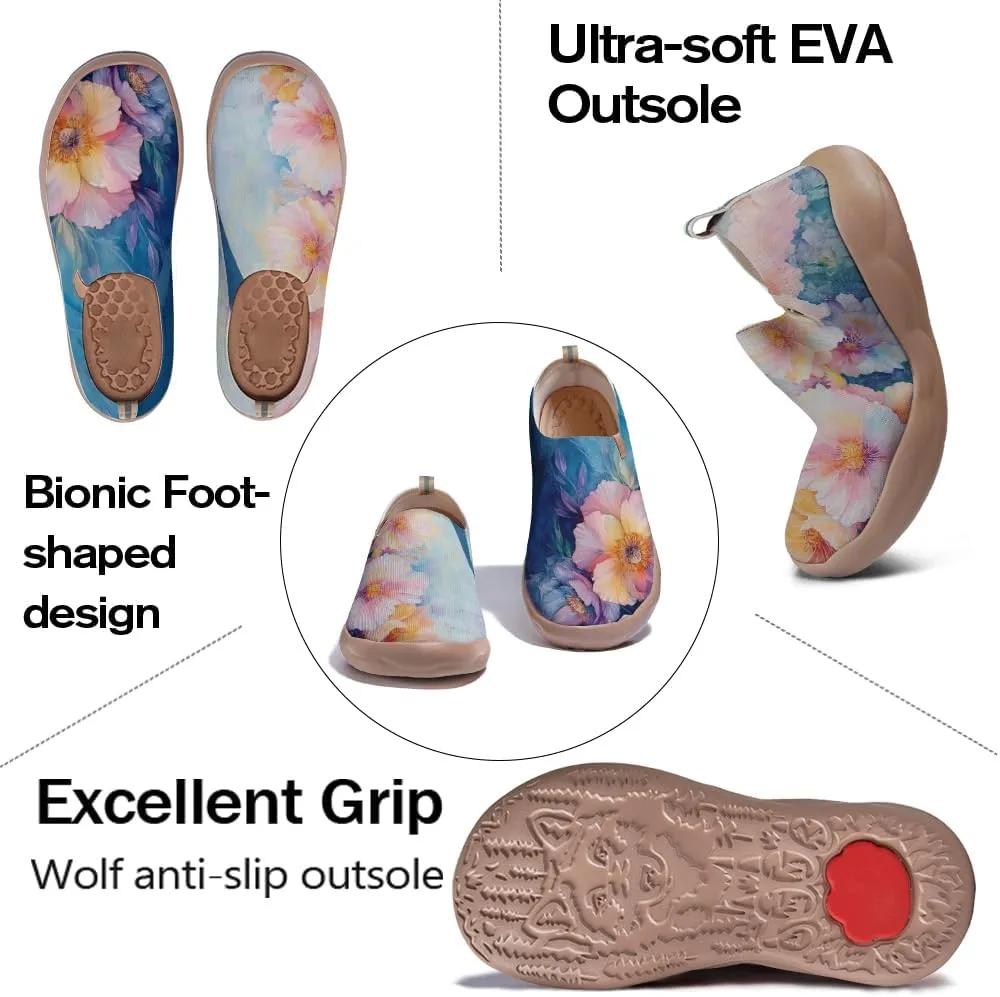 Women's Painting Slip On Travel Shoes Colorful Comfortable Lightweight Loafers Knitted Breathable Casual Walking Footwear