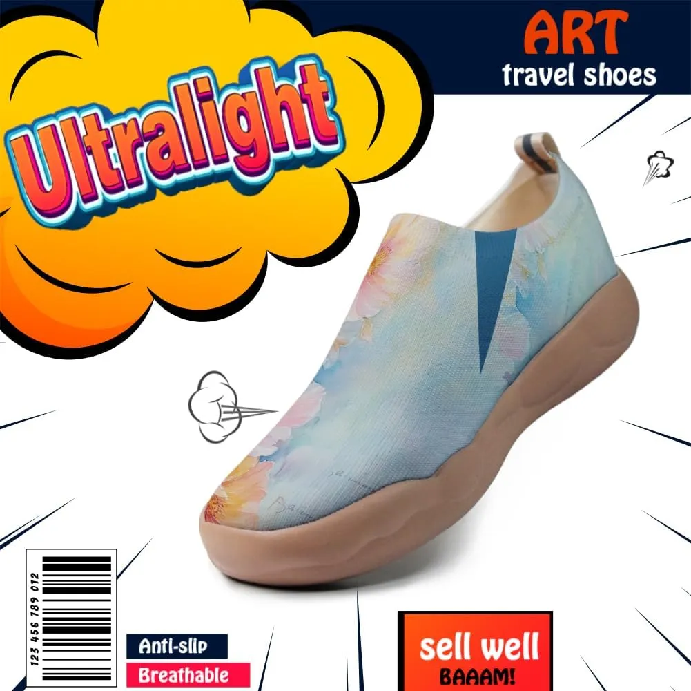 Women's Painting Slip On Travel Shoes Colorful Comfortable Lightweight Loafers Knitted Breathable Casual Walking Footwear