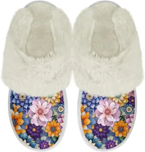 Women's Plush Fuzzy Slip on Indoor Outdoor Winter House Slippers Comfy Warm Fluffy Shoes Size 5-14