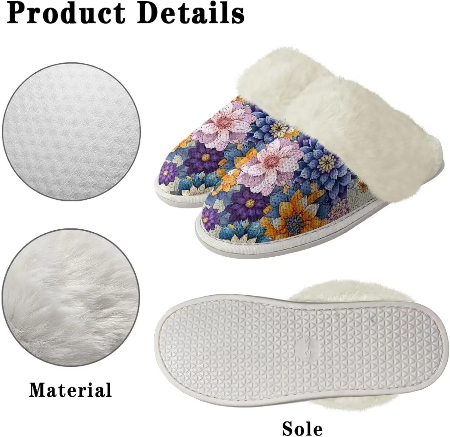 Women's Plush Fuzzy Slip on Indoor Outdoor Winter House Slippers Comfy Warm Fluffy Shoes Size 5-14