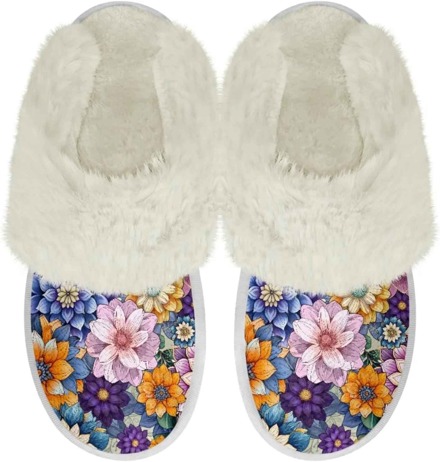 Women's Plush Fuzzy Slip on Indoor Outdoor Winter House Slippers Comfy Warm Fluffy Shoes Size 5-14