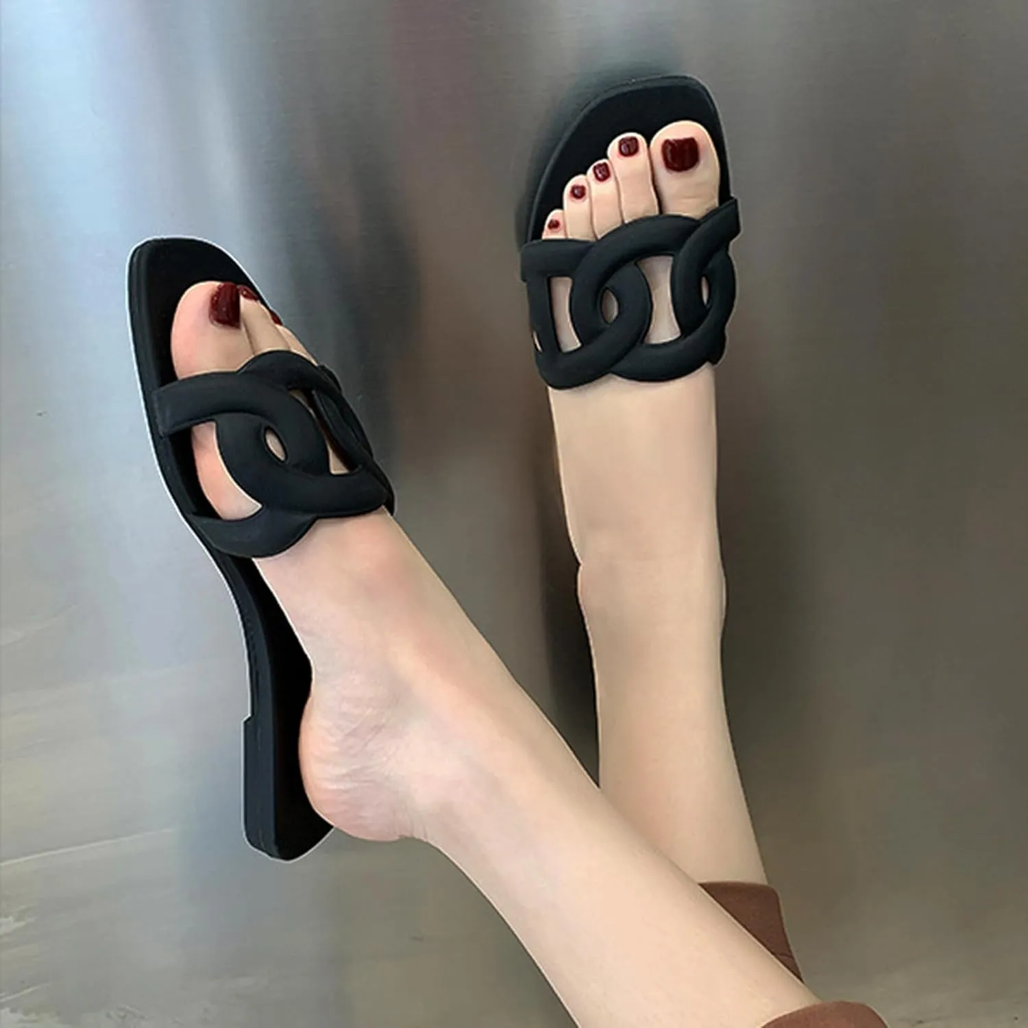 Women's Sandals Summer Slide Sandals Comfy Sandals Fashion Dressy Flat Sandals Slip On Casual Sandals