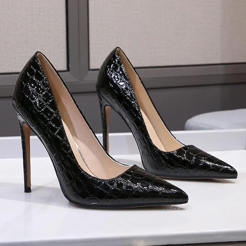 Women's Sexy Pattern High Heels Stiletto Bridesmaid Wedding Party Pointed Toe Elegant Slip on Dress Pumps Shoes