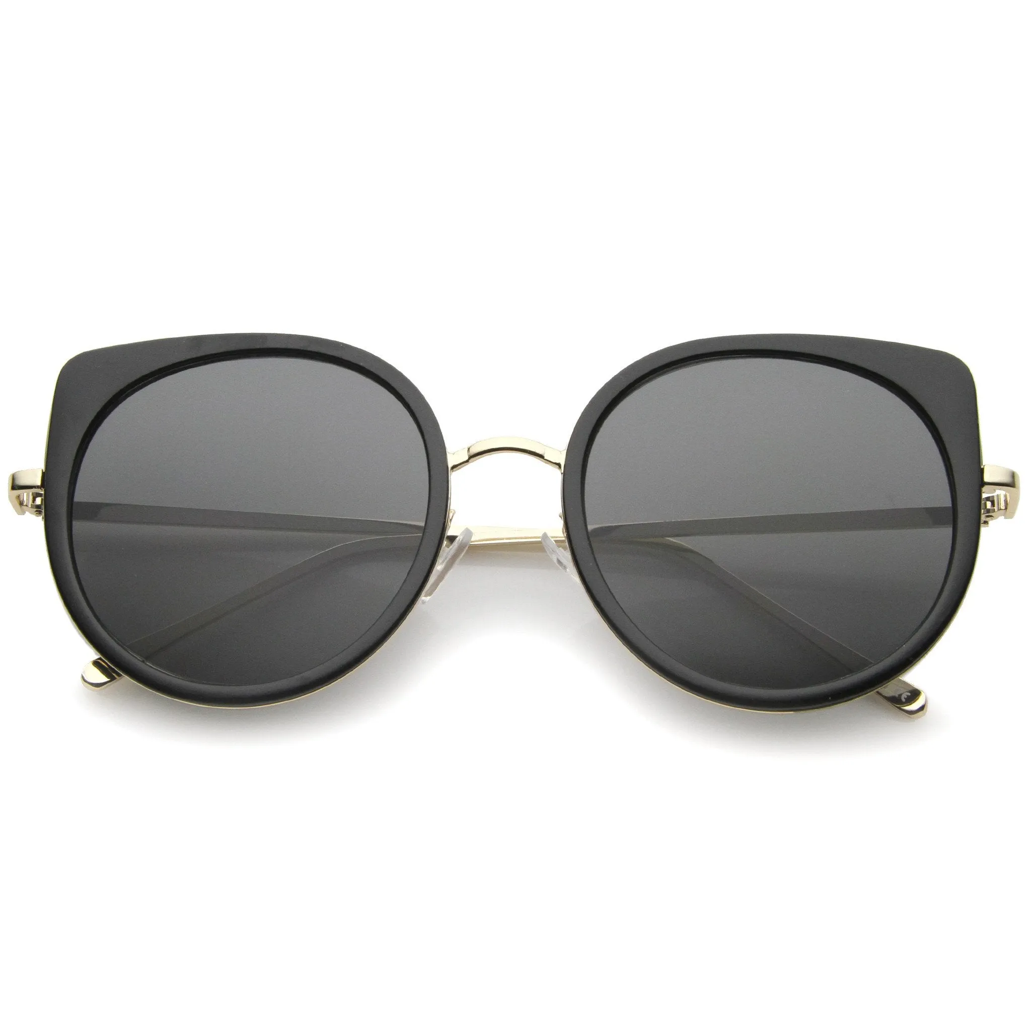 Women's Slim Round Cat Eye Flat Lens Sunglasses A814