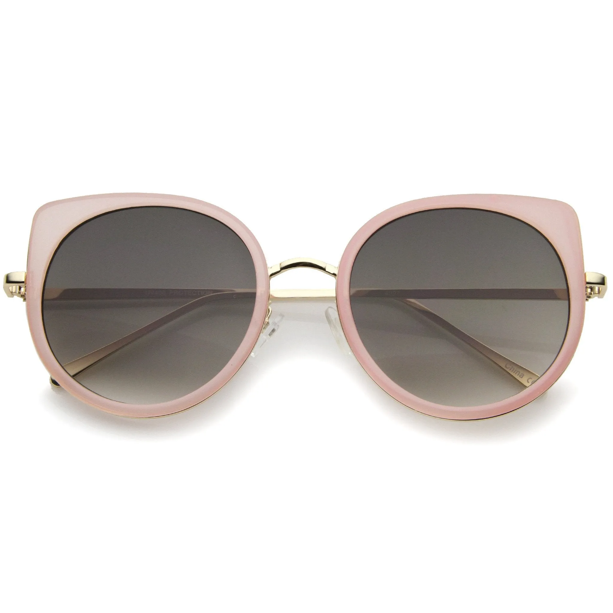 Women's Slim Round Cat Eye Flat Lens Sunglasses A814