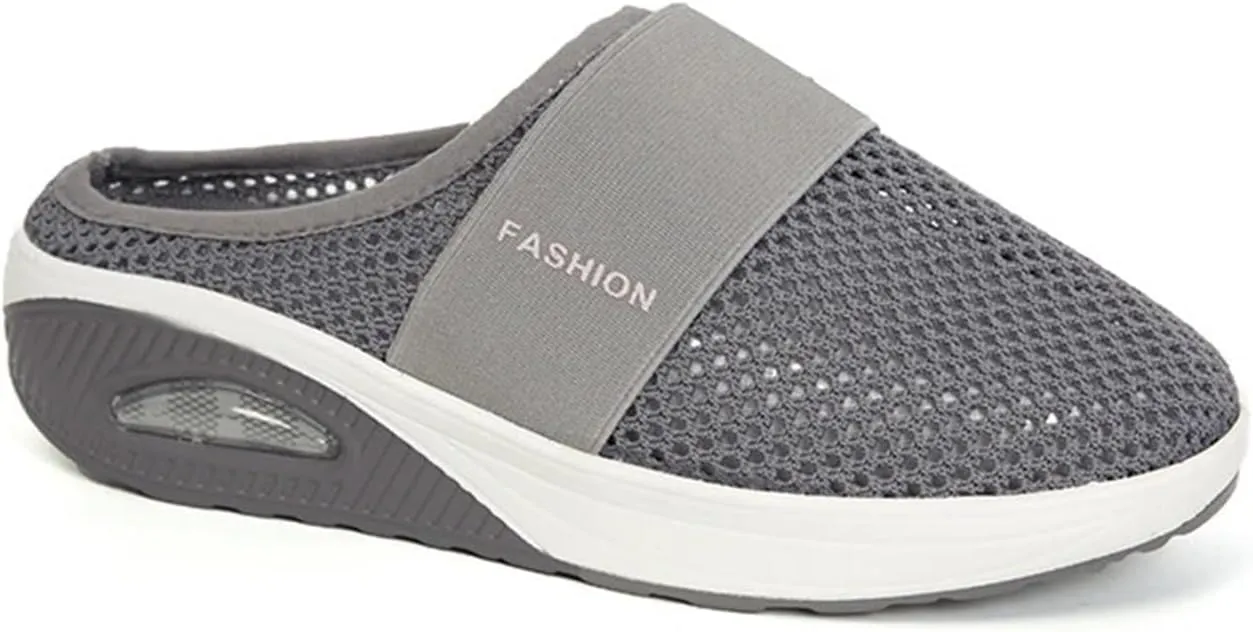 Womens Slip On Clogs and Mules Diabetic Air-Cushion Slip-On Walking Shoes Breathable Slippers Closed Toe Slides Orthopedic Diabetic Shoes with Arch-Support