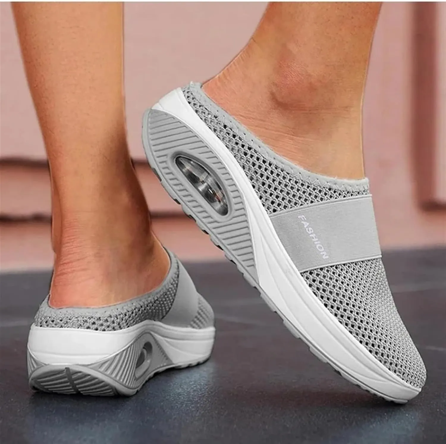 Womens Slip On Clogs and Mules Diabetic Air-Cushion Slip-On Walking Shoes Breathable Slippers Closed Toe Slides Orthopedic Diabetic Shoes with Arch-Support
