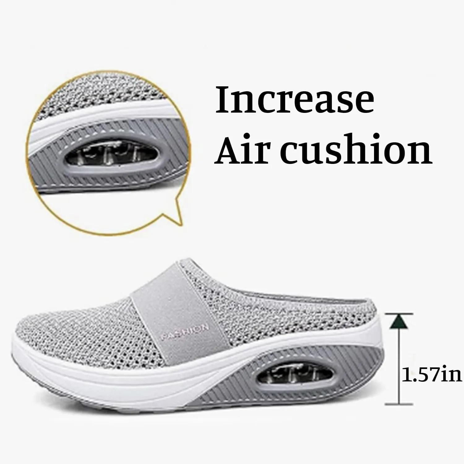 Womens Slip On Clogs and Mules Diabetic Air-Cushion Slip-On Walking Shoes Breathable Slippers Closed Toe Slides Orthopedic Diabetic Shoes with Arch-Support