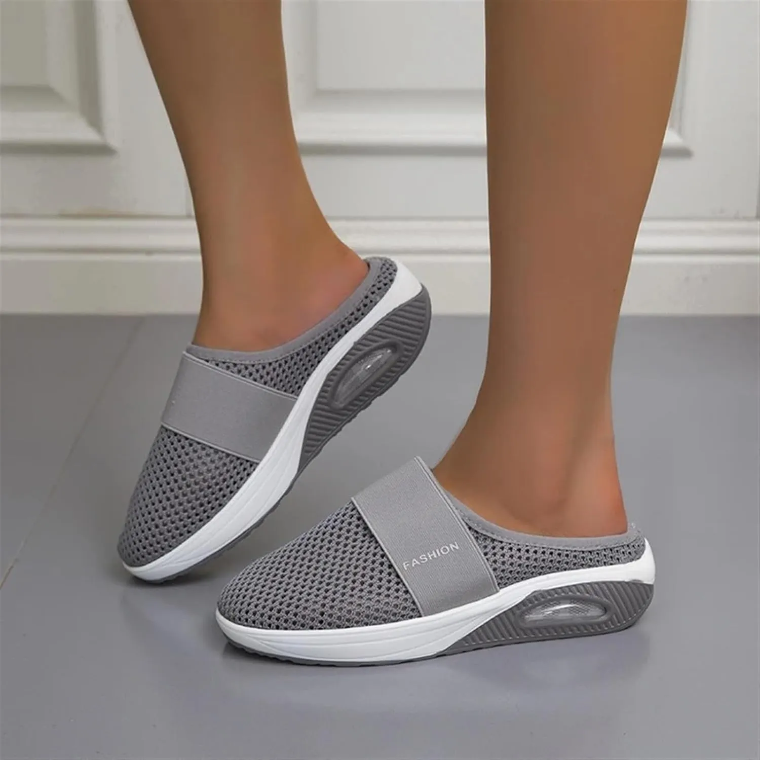 Womens Slip On Clogs and Mules Diabetic Air-Cushion Slip-On Walking Shoes Breathable Slippers Closed Toe Slides Orthopedic Diabetic Shoes with Arch-Support