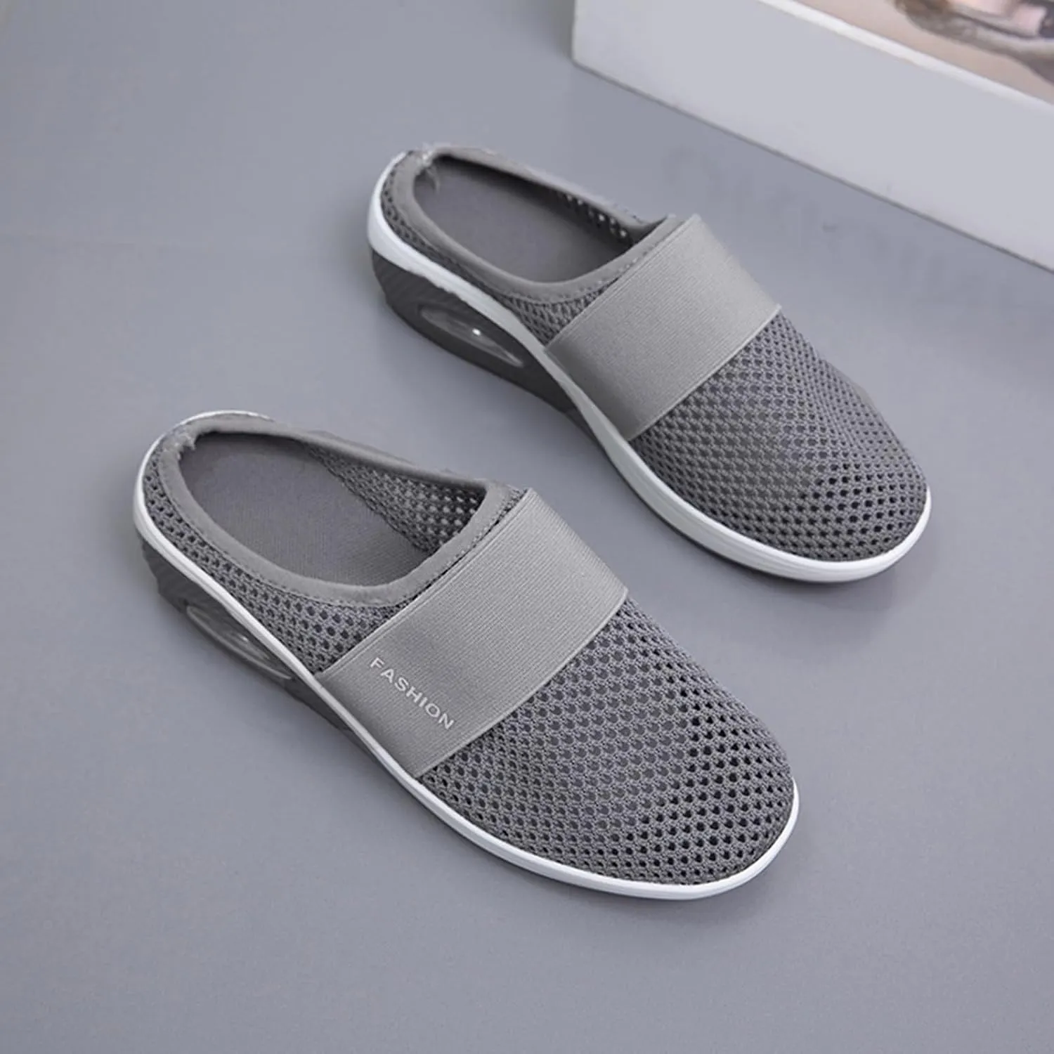 Womens Slip On Clogs and Mules Diabetic Air-Cushion Slip-On Walking Shoes Breathable Slippers Closed Toe Slides Orthopedic Diabetic Shoes with Arch-Support