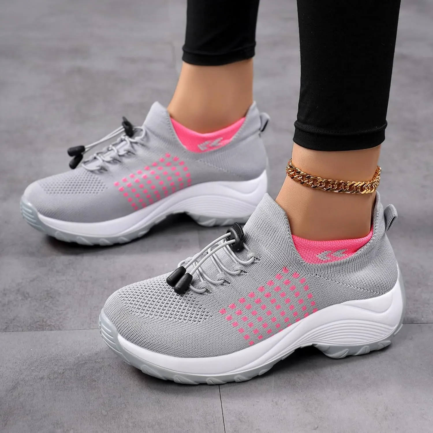 Women's Slip-On Sneakers Breathable Mesh Walking Shoes Comfortable Casual Athletic Sock Sneakers for Women Air