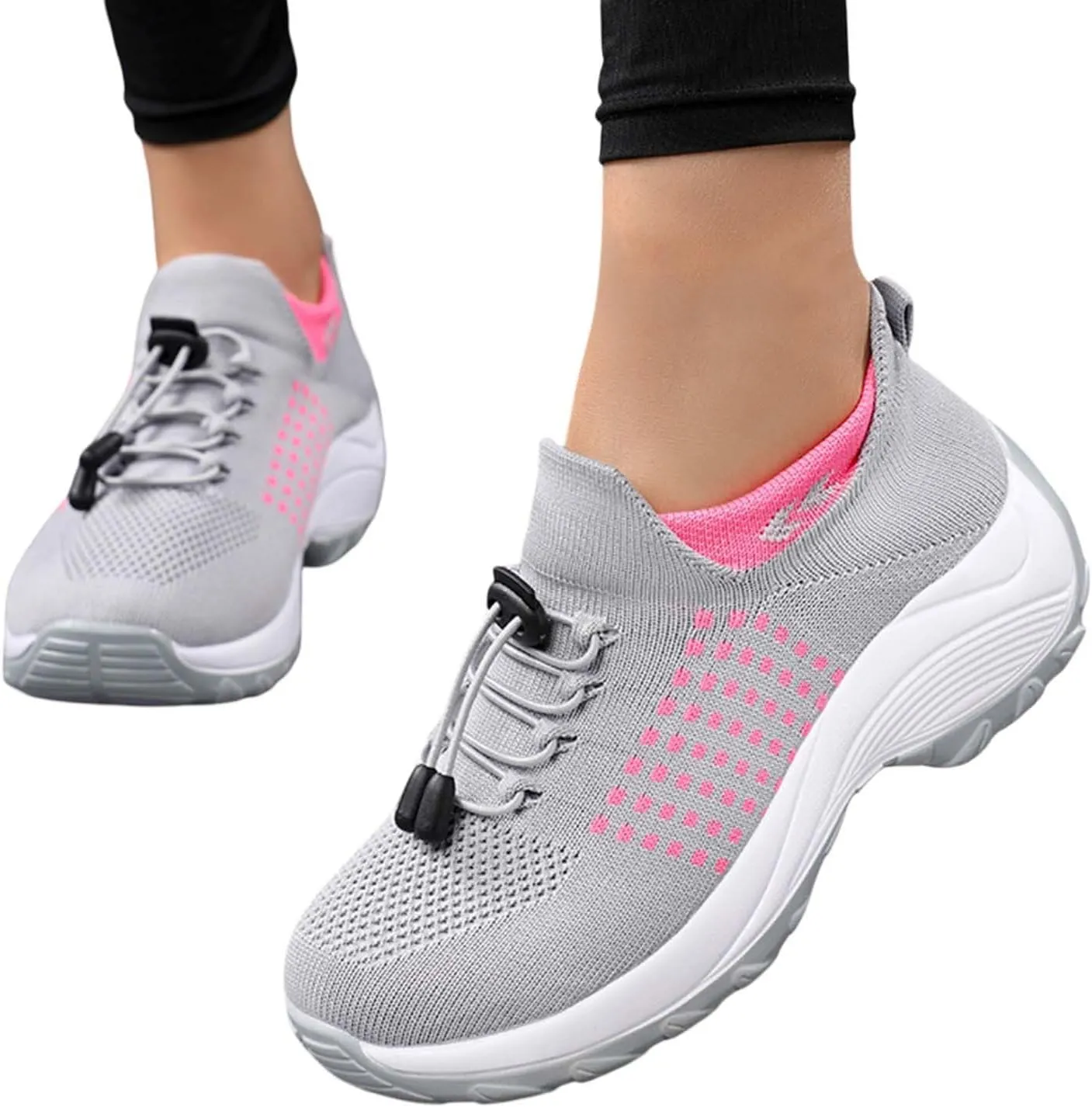 Women's Slip-On Sneakers Breathable Mesh Walking Shoes Comfortable Casual Athletic Sock Sneakers for Women Air