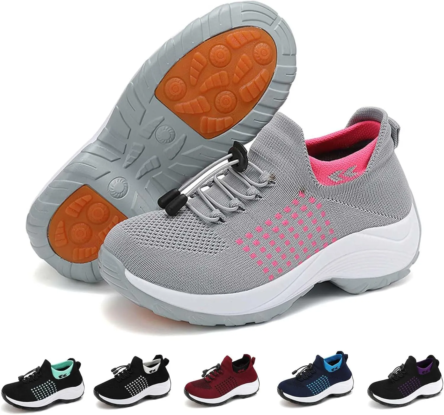 Women's Slip-On Sneakers Breathable Mesh Walking Shoes Comfortable Casual Athletic Sock Sneakers for Women Air