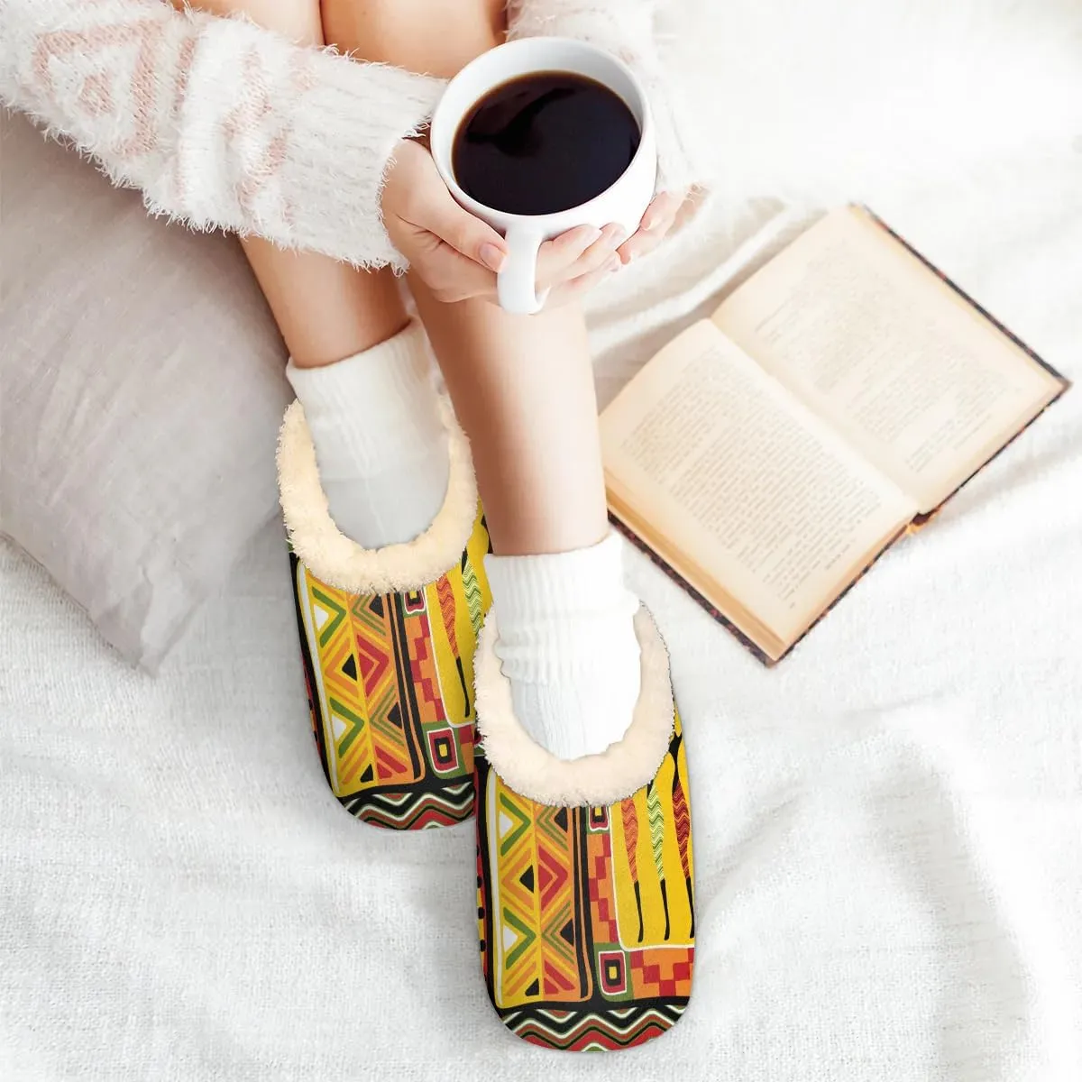 Women's Slippers Comfy Warm House Slippers for Women Men, Fuzzy Slip-on Plush Ladies Slippers Socks for Winter Bedroom Indoor and Outdoor