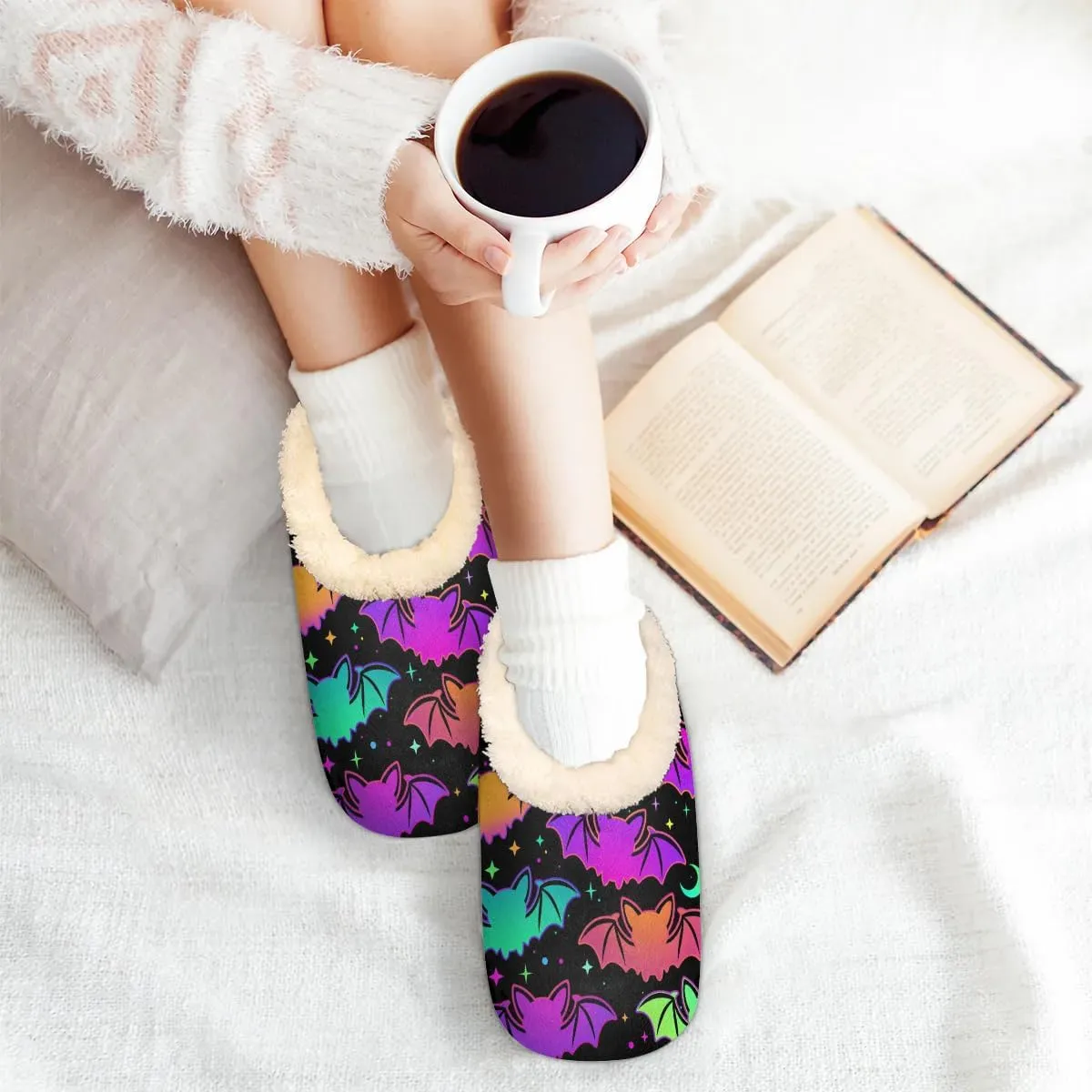 Women's Slippers Comfy Warm House Slippers for Women Men, Fuzzy Slip-on Plush Ladies Slippers Socks for Winter Bedroom Indoor and Outdoor