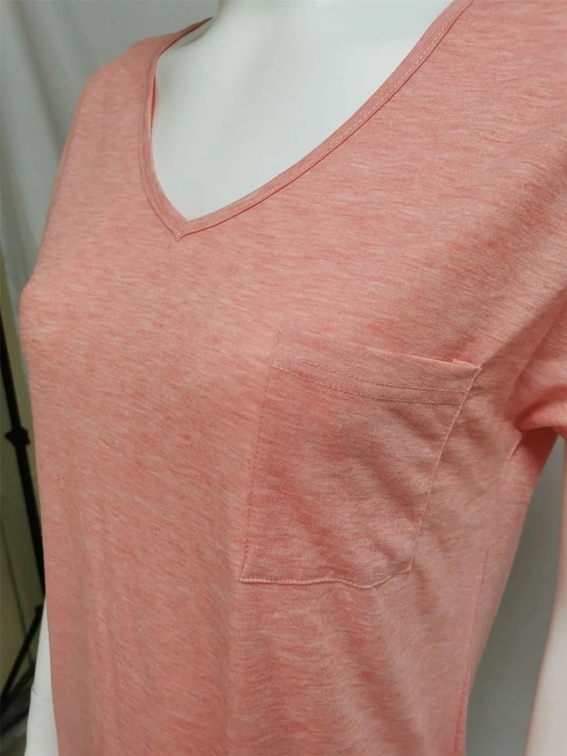 Women's Summer V-Neck Slim T-Shirt Loose Cotton Short Sleeve Tops Casual Urban Style