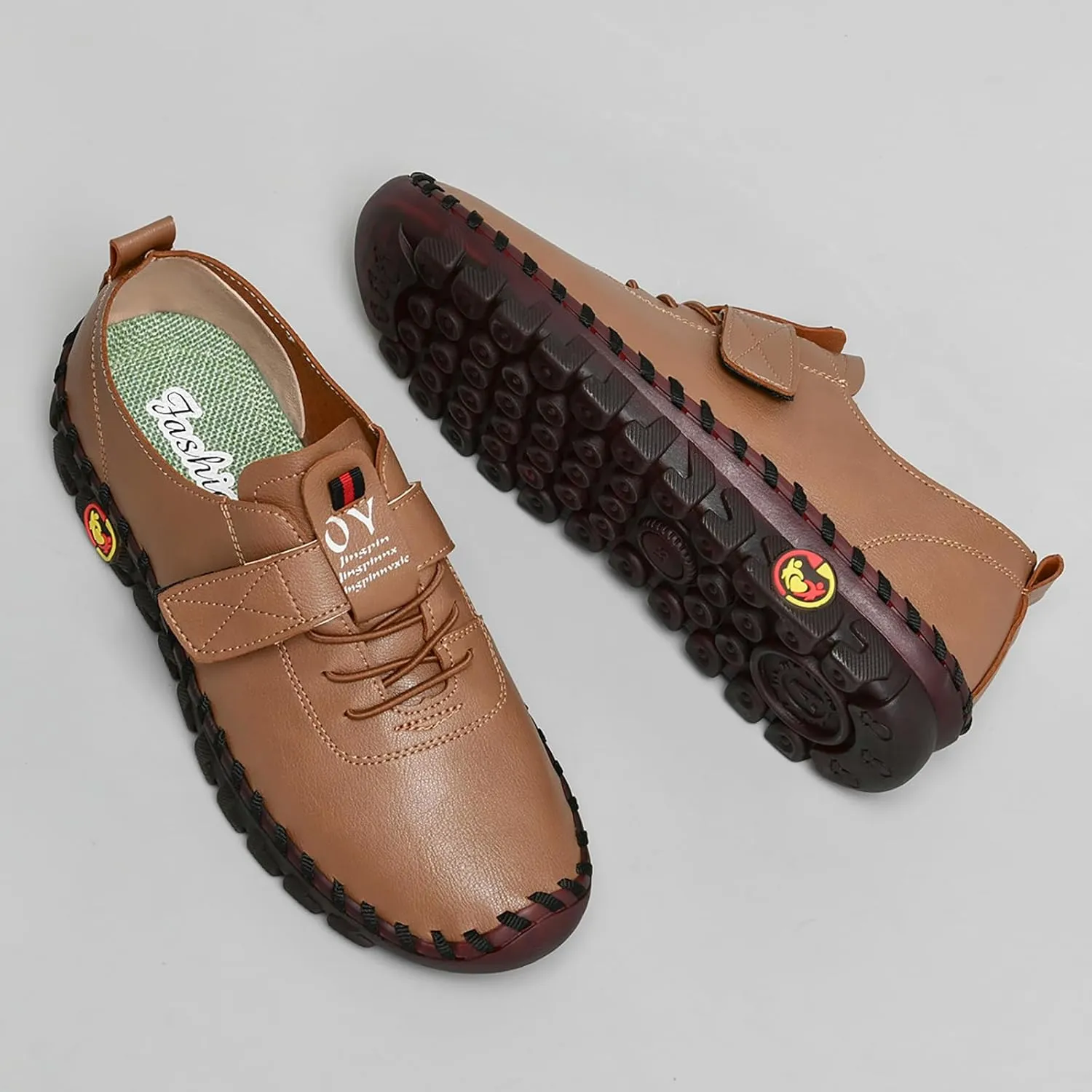 Women's Tendon Soft Sole Casual Orthopedic Shoes Fashion HandSewing Leather Non-Slip Flat Loafers Low-top Outdoor Comfy Breathable Walk Mam Nurse Shoes