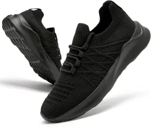 Womens Walking Shoes Tennis Slip On Sneakers Running Sport Workout Gym Shoes Athletic Non Slip Breathable Lightweight Fashion Casual Black US 6 to US 11.5