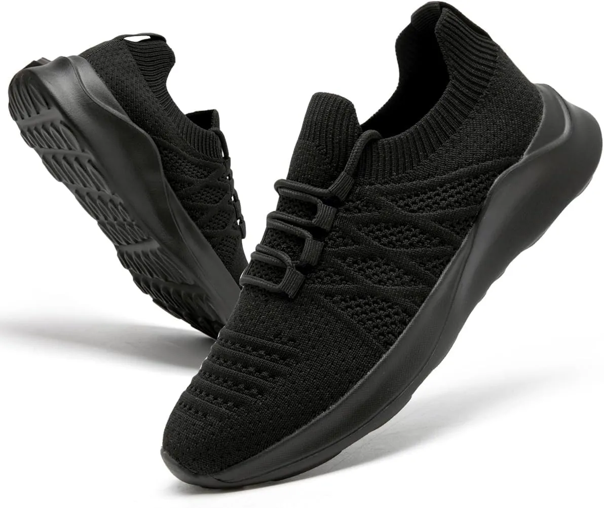 Womens Walking Shoes Tennis Slip On Sneakers Running Sport Workout Gym Shoes Athletic Non Slip Breathable Lightweight Fashion Casual Black US 6 to US 11.5
