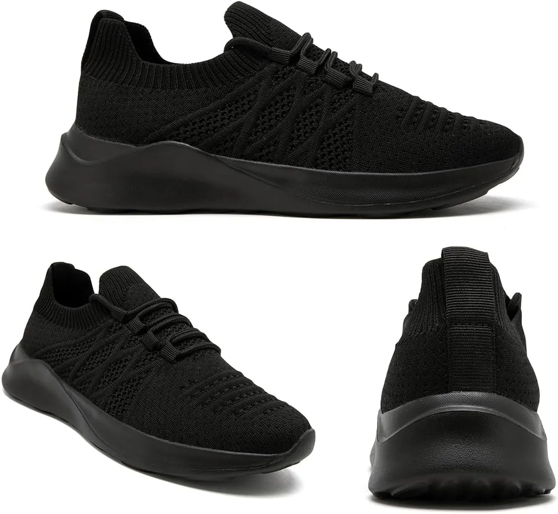 Womens Walking Shoes Tennis Slip On Sneakers Running Sport Workout Gym Shoes Athletic Non Slip Breathable Lightweight Fashion Casual Black US 6 to US 11.5