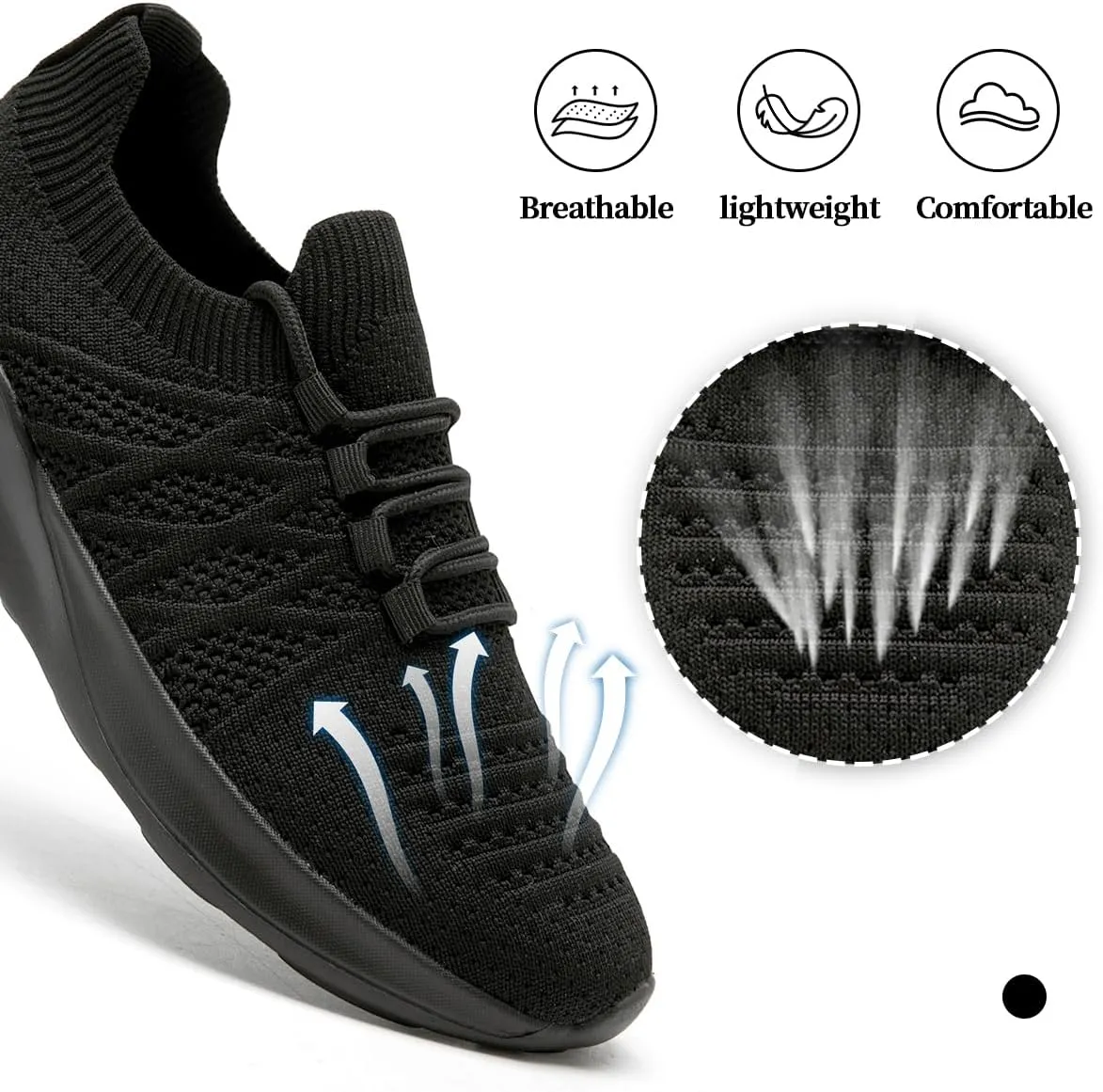 Womens Walking Shoes Tennis Slip On Sneakers Running Sport Workout Gym Shoes Athletic Non Slip Breathable Lightweight Fashion Casual Black US 6 to US 11.5
