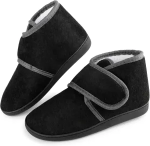 Women's Wide Diabetic Slippers Adjustable Hook and Loop Memory Foam Arthritis Edema Swollen Feet House Shoes Comfortable Breathable Indoor/Outdoor Slip On Slippers