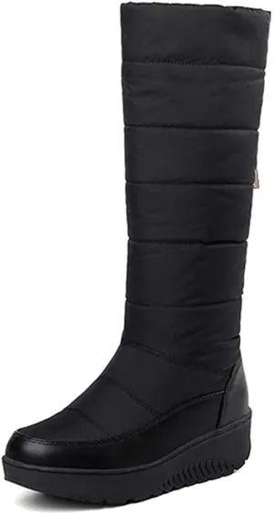 Women's Winter Waterproof Rain Snow Mid Calf Boo Warm Fur Slip On Anti-Slip Outdoor Snow Long Boots
