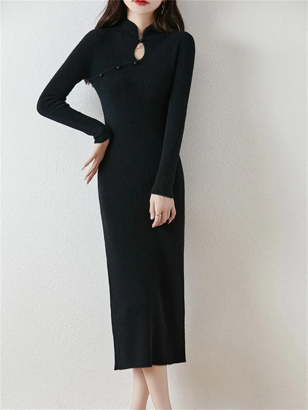 Women’S Wool Dress Slim Cashmere Sweater Merino Wool Knitwear Pullover Vintage Sweater Dresses