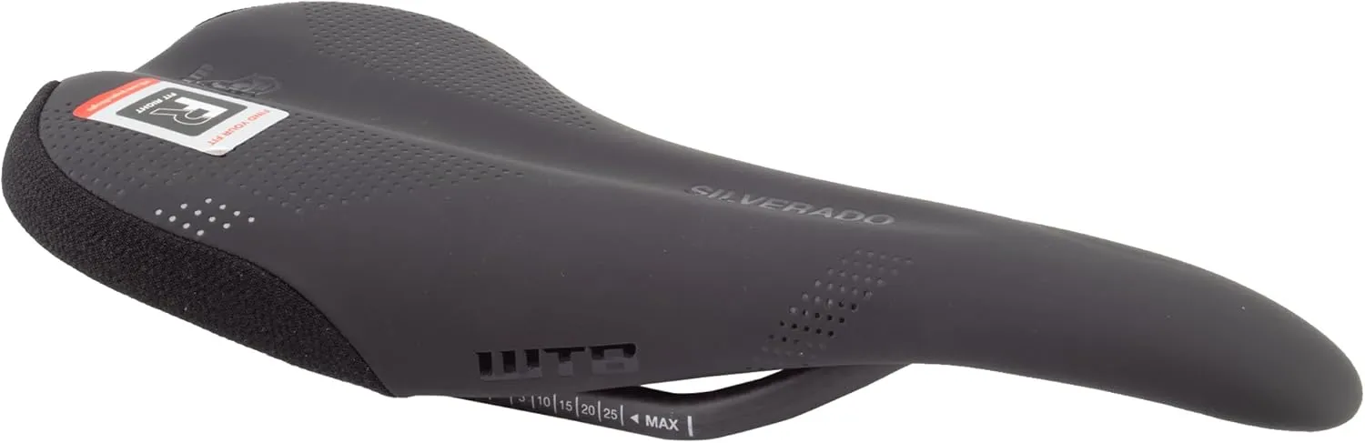 WTB Silverado Medium Steel Saddle: Mountain & Road Bike, Black, Microfiber, DNA Padding, Unisex-Adults, 135mm x 265mm, 176g