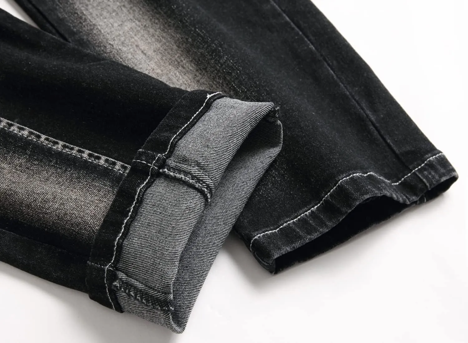XIMXIMMTIAN Men's Biker Moto Washed Distressed Slim Fit Straight Jeans Denim…