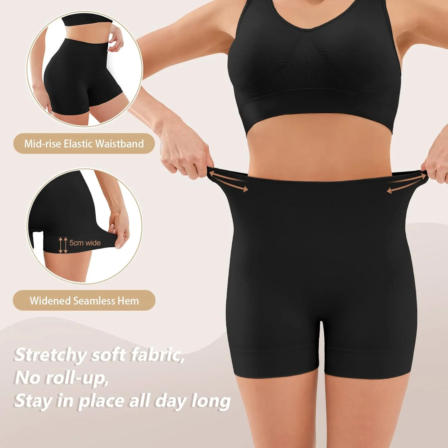 YADIFEN 3 Pack Slip Shorts for Women Under Dress, Anti Chafing Underwear Seamless Shaping Boyshort Panties Comfy Shorts