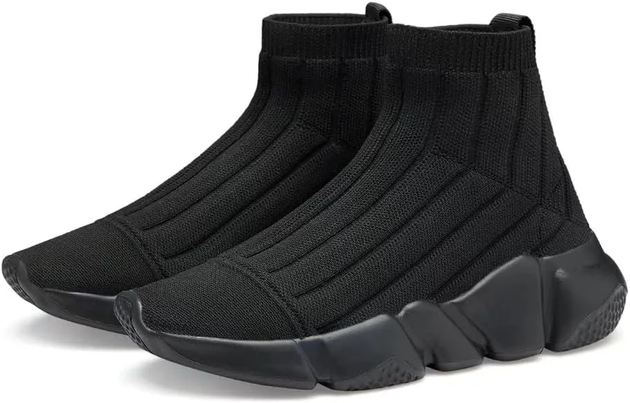 YAVY Kids Sneakers for Boys Tennis Shoes Girls Sock Sneakers for Kids Slip on Shoes Breathable high top Athletic Lightweight Walking Running Shoes